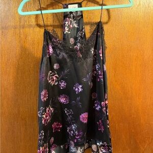 CAMI NYC Women's Floral Lace Trim Top - Black and Purple